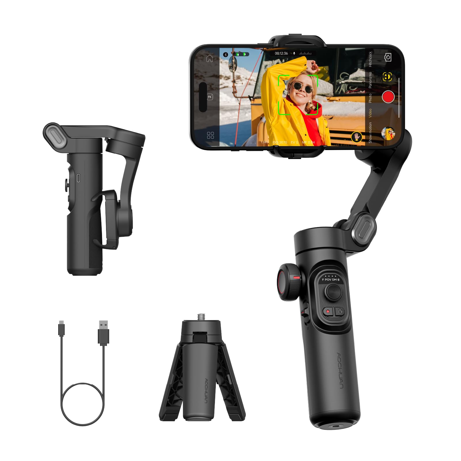 Gimbal Stabilizer for Smartphone with AI Tracking Sensor, Gimbal with Focus Wheel for Phone/Android, Phone Stabilizer with 7.0 Anti-Shake for Video Recording-Smart XE AI