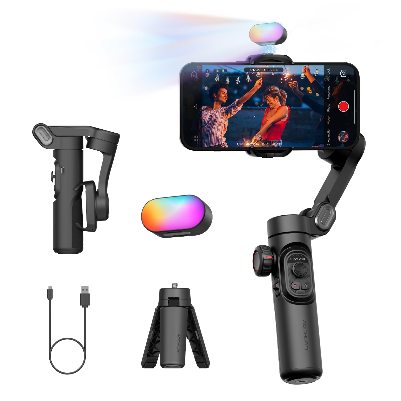 Gimbal Stabilizer for Smartphone with AI Tracking Sensor, Gimbal with Focus Wheel for Phone/Android, Phone Stabilizer with 7.0 Anti-Shake for Video Recording-Smart XE AI