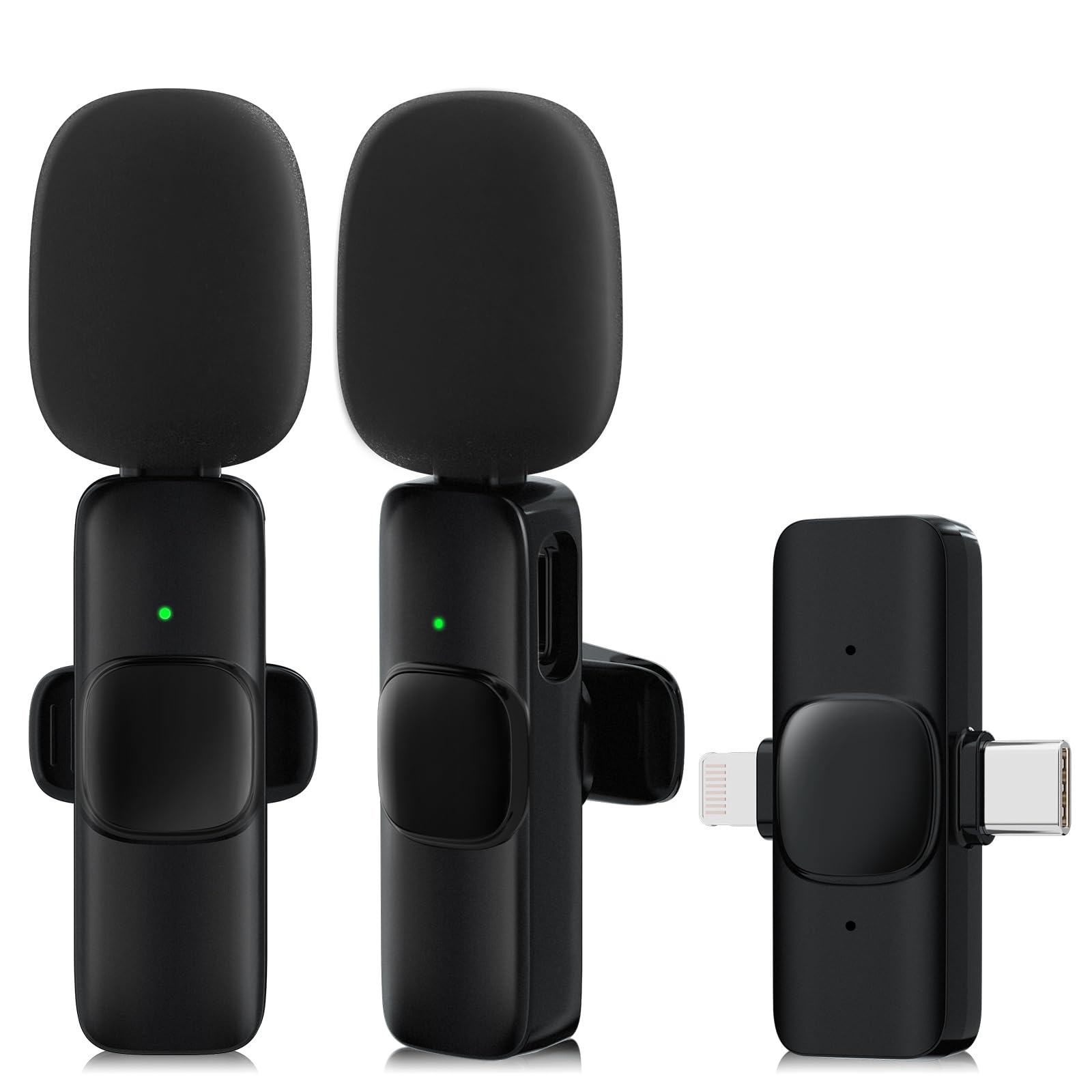 2 Pack Wireless Lavalier Microphone for iPhone, Professional Lapel Mics, Wireless Mic Plug-Play, Lapel Microphone for Video Recording Interview Vlog YouTube TikTok(for iPhone 14 and Below)