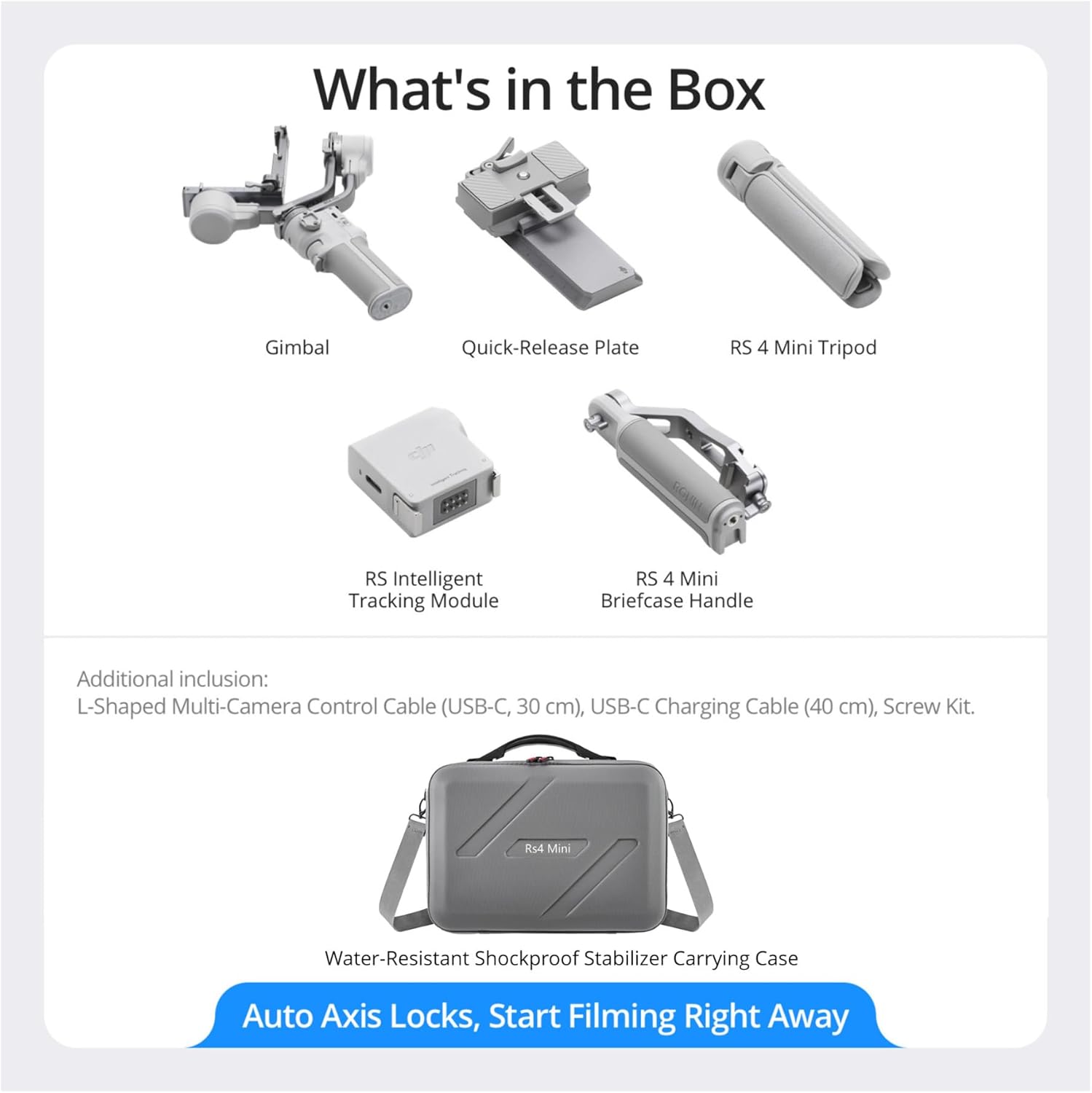DJI RS 4 Mini Combo Gimbal Stabilizer for Cameras with Auto Axis Locks and Stabilizer Carrying Case Bundle (2 Items)