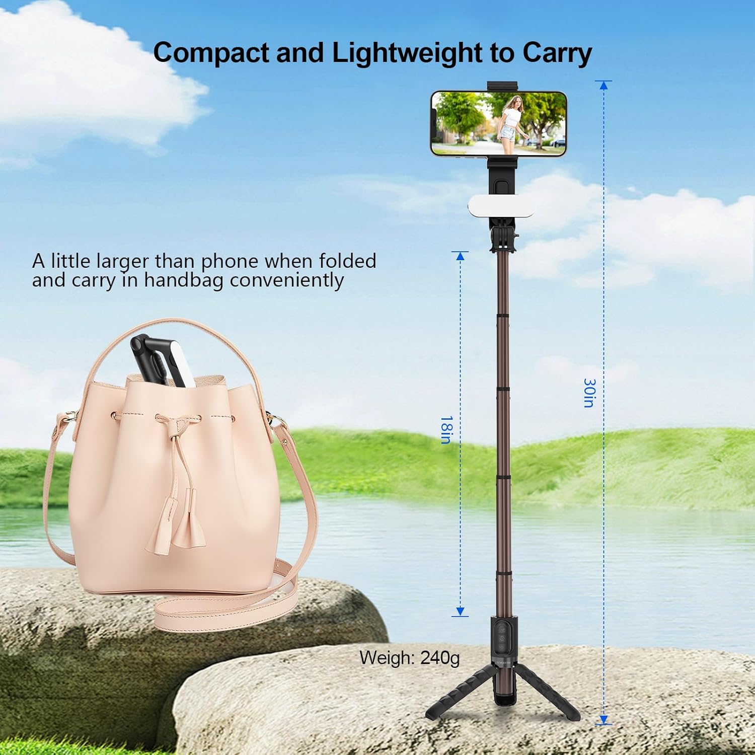 Gimbal Stabilizer for iPhone, POV Half-Following Mode, Phone Gimbal with Detachable Fill Light, 360° Auto Rotation, Extendable Rod, Portable Stabilizer for iPhone, Perfect for for vlogging, Gaming