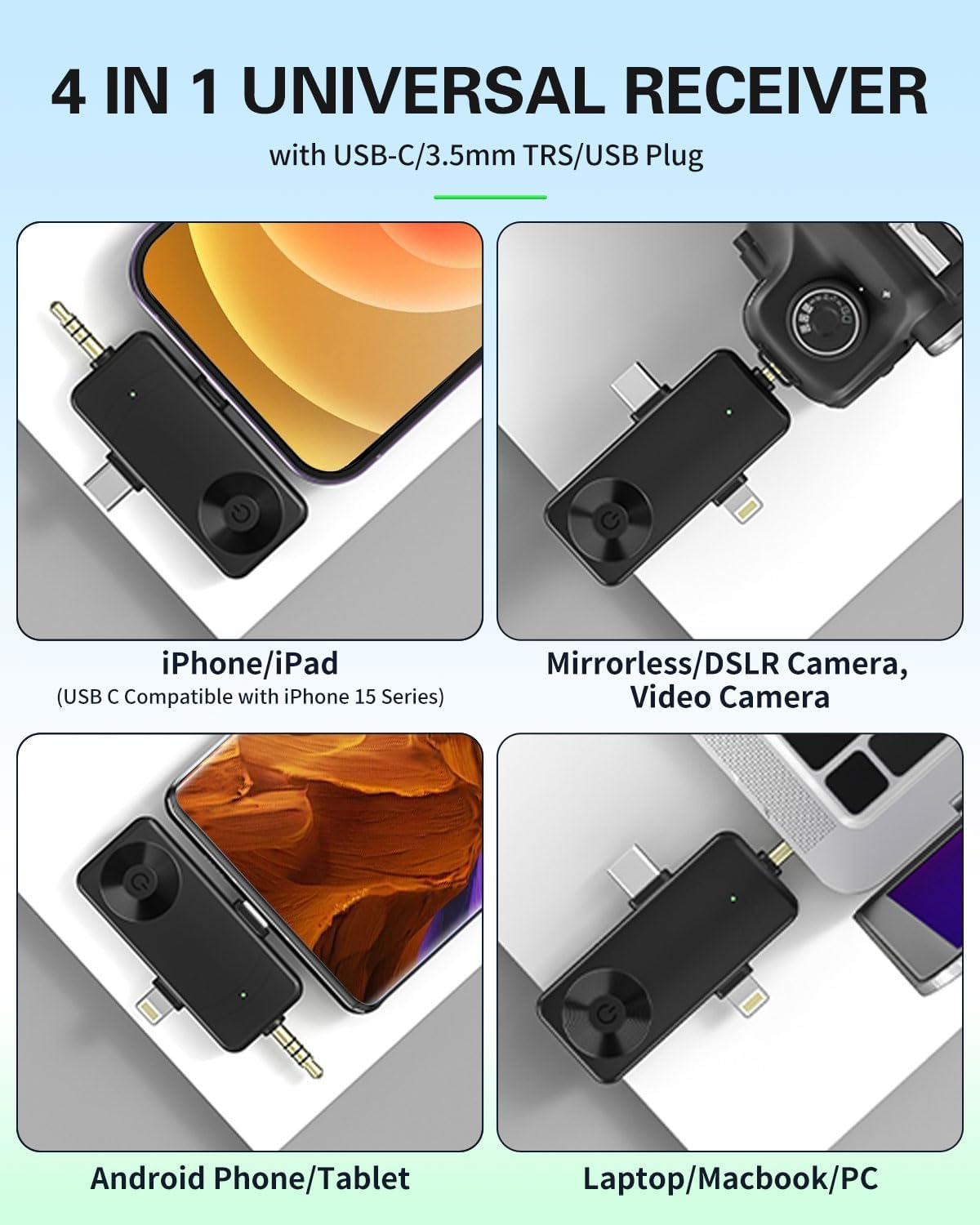 Tearstone Wireless Lavailer Microphone for iPhone, Android, Camera, Professional Wireless Mini Microphone, 4 in 1 Condenser Lapel Mic for Interview Video Podcast Vlog YouTube ASMR TikTok (2 Pcs)