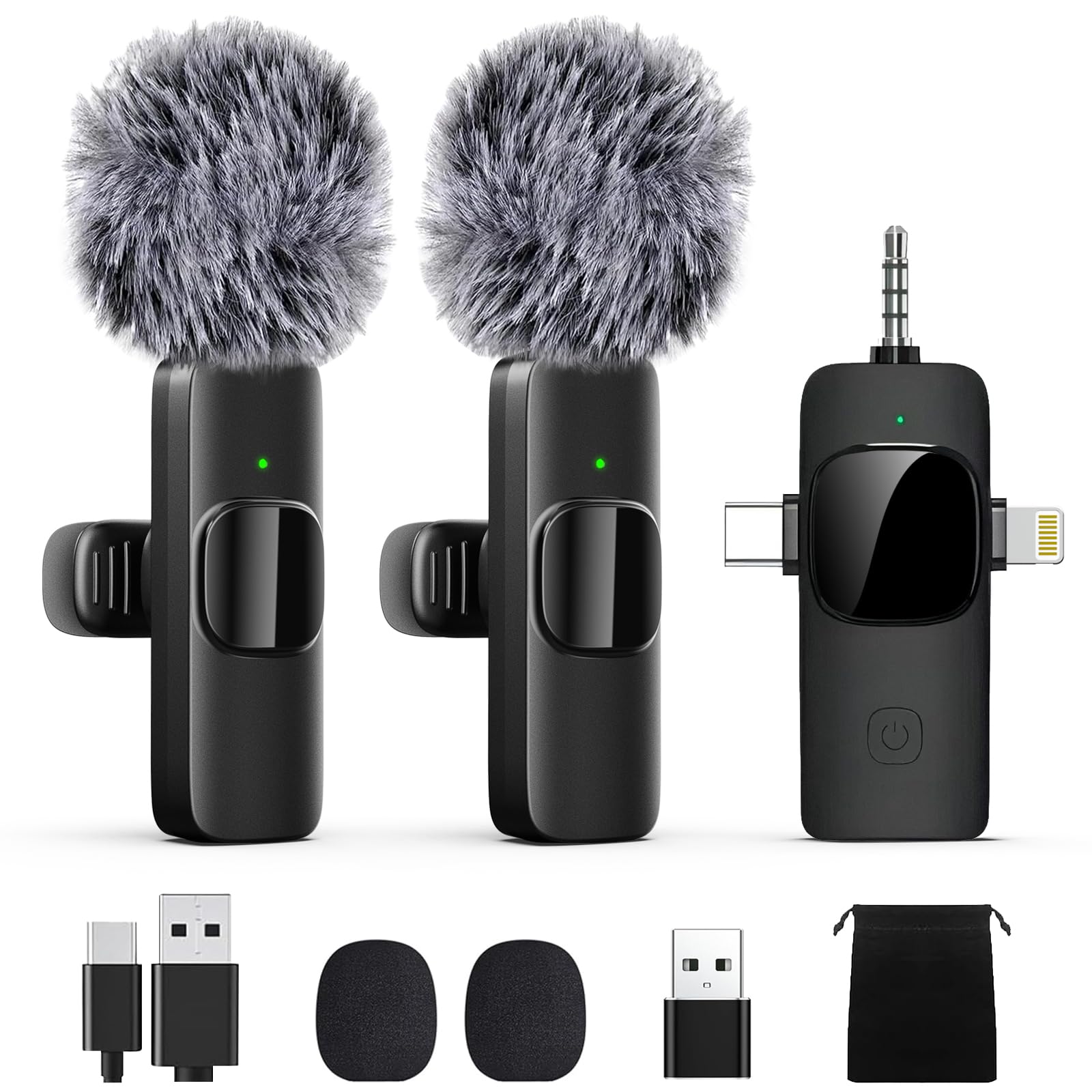 Professional Wireless Lavalier Lapel Microphone for iPhone, iPad, mini Video Recording Mic forInterview Video Podcast Vlog YouTube&Livestream, Noise Reduction, Plug &Play