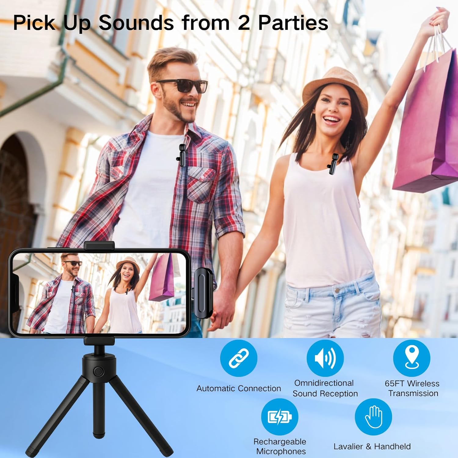 HOSONGIN USB C Wireless Microphone for Android/iPhone 15/16, Type-C Lavalier Mini Mic, 6-Hour Battery, Noise Reduction for Video Recording, Vlog, YouTube, TikTok