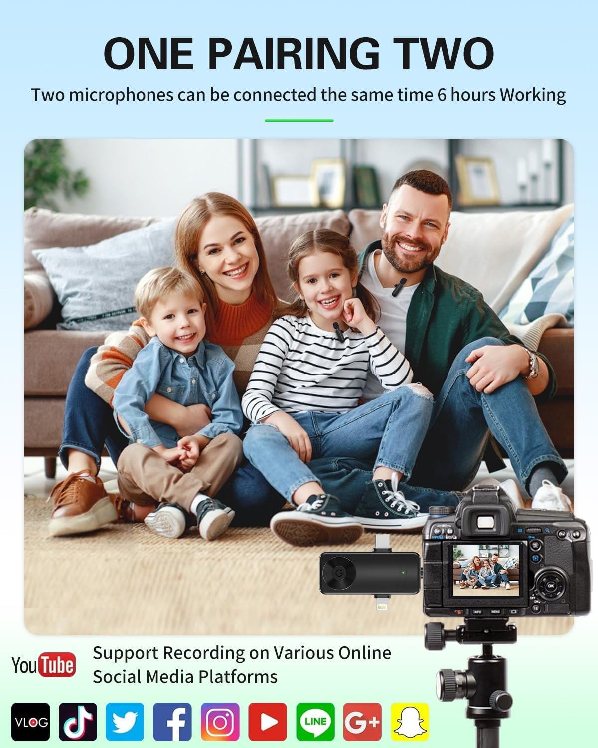 Tearstone Wireless Lavailer Microphone for iPhone, Android, Camera, Professional Wireless Mini Microphone, 4 in 1 Condenser Lapel Mic for Interview Video Podcast Vlog YouTube ASMR TikTok (2 Pcs)