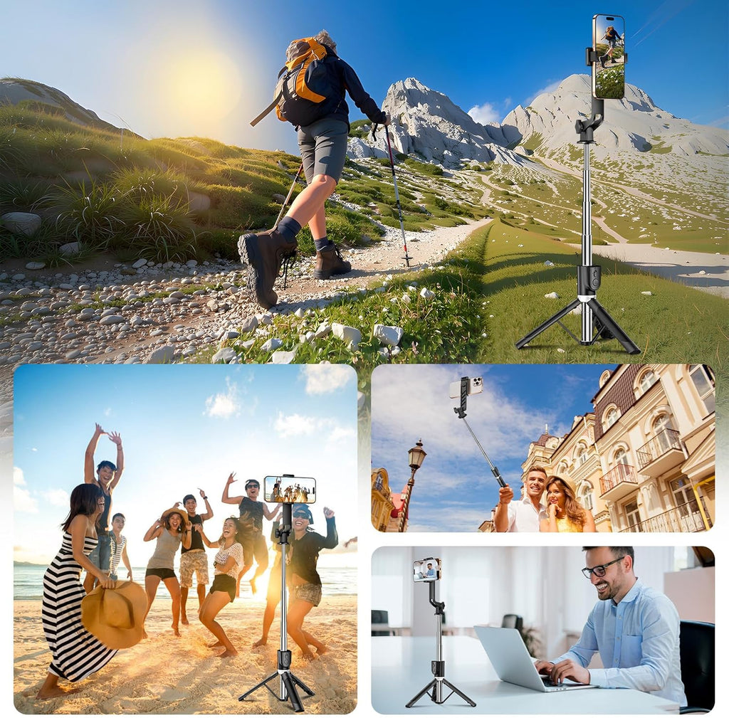Sensyne Selfie Stick for Phone, Extendable Travel Tripod with Detachable Remote for Photography, Selfies, Compatible with All Cell Phones, Black