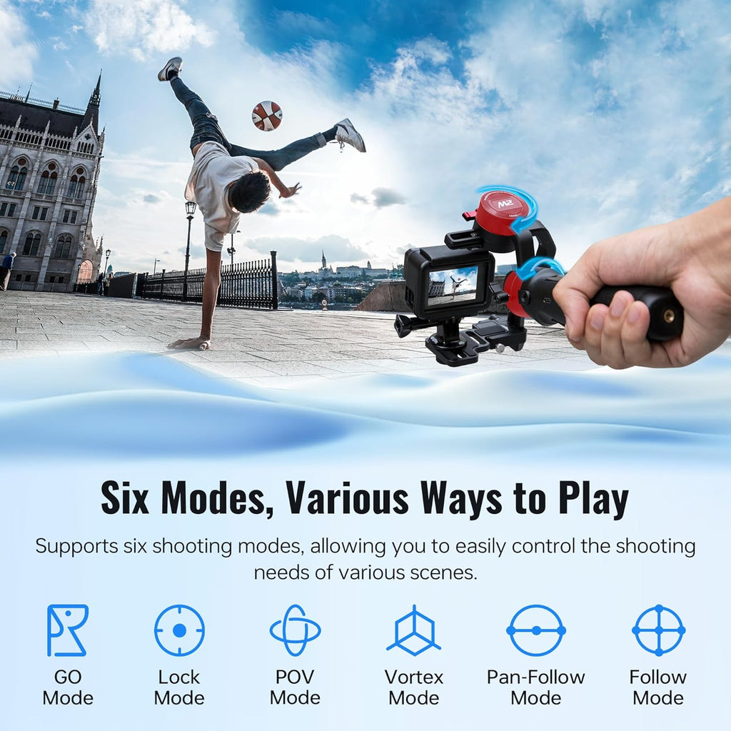 ZHIYUN Crane-M2 [Official] Gimbal Stabilizer for Camera，3-in-1 Light Weight Gimbal for Smartphone, Sports Action Camera, GoPro and Mirrorless Camera, with Smartphone Clamp, Tripod